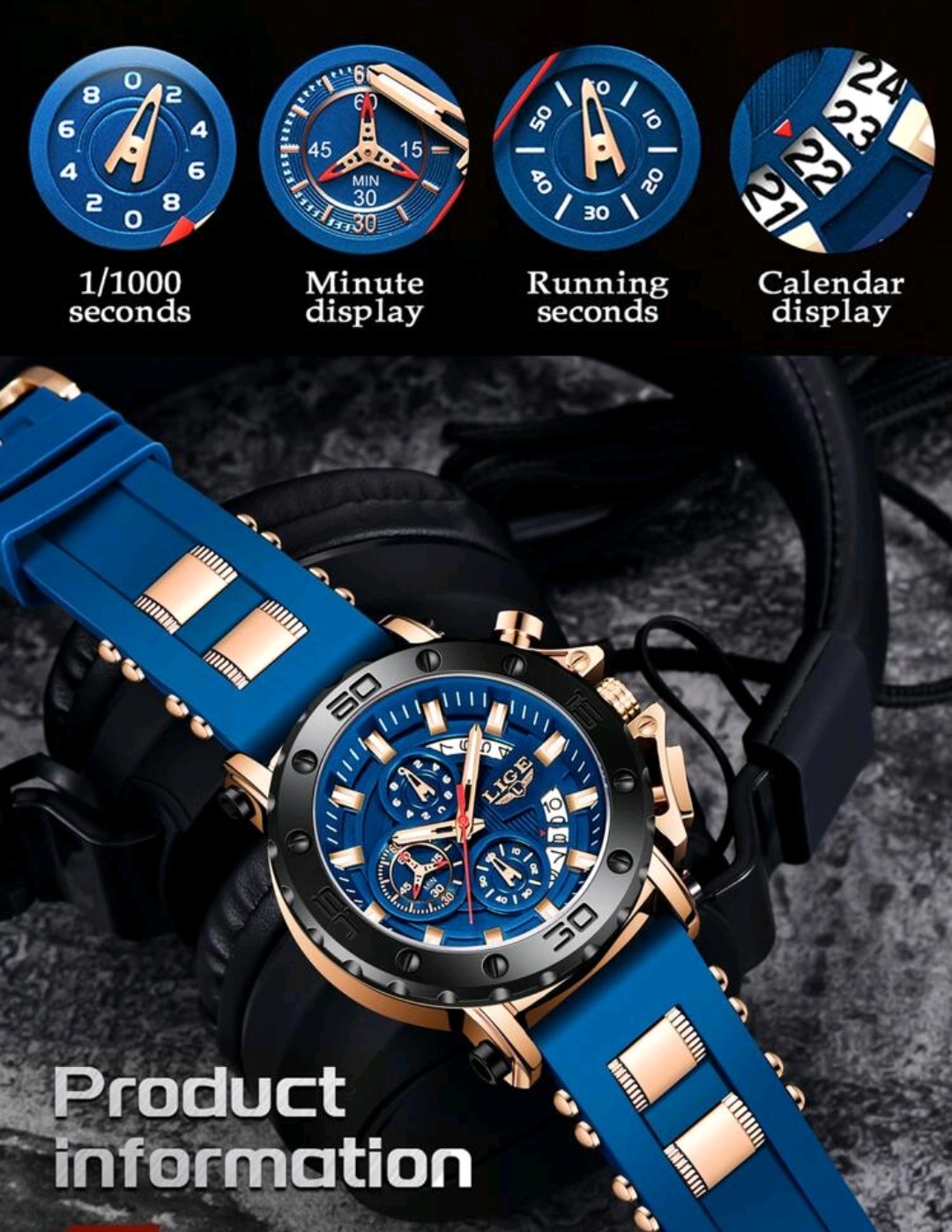 Liege, Round-Dial Quartz Sophisticated Men's Watch - Image 3