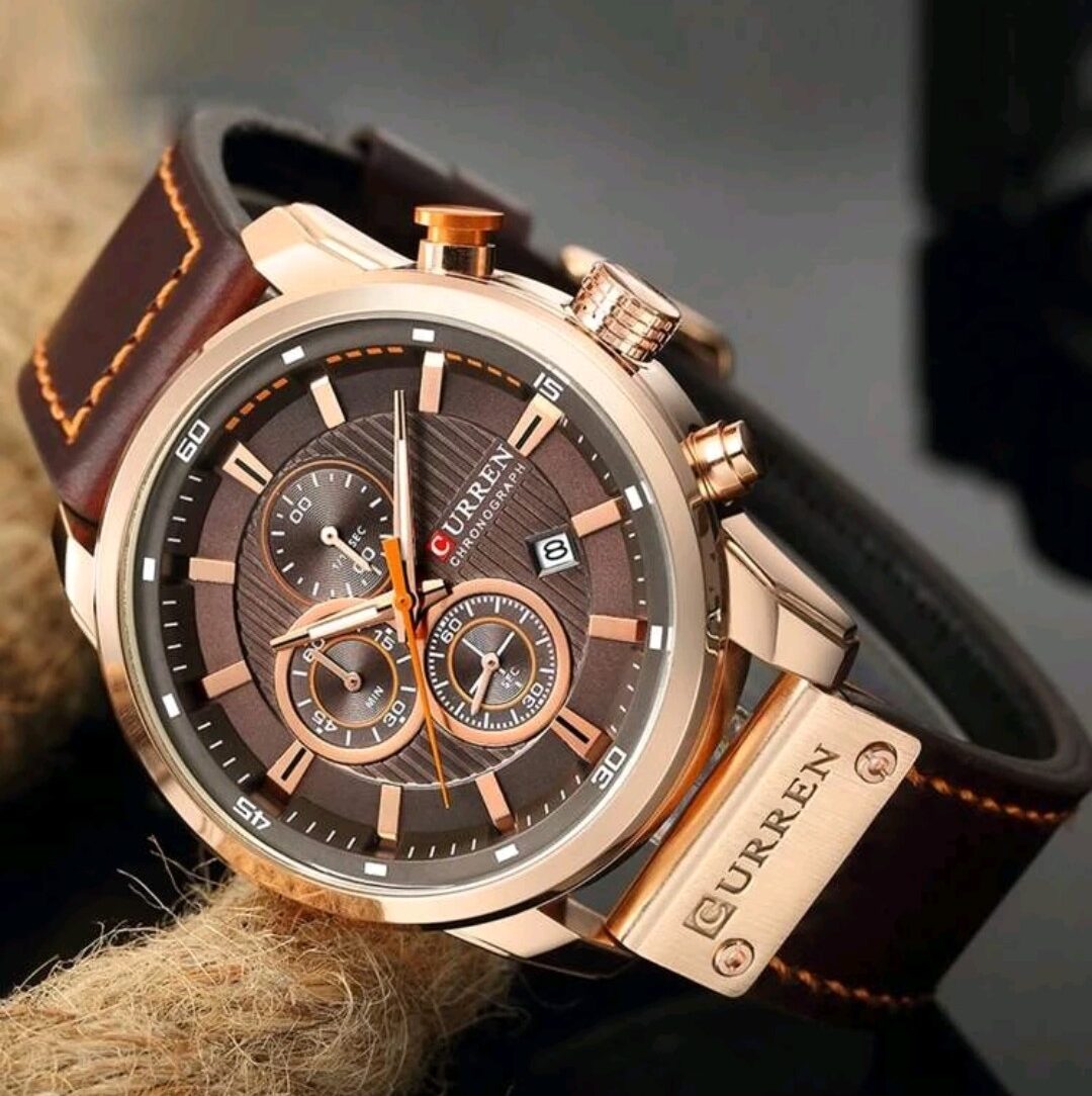 Curren Brown Round Dial Date Quartz Men's Watch