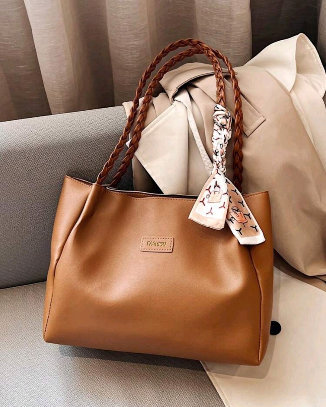 1Piece Scarf Fashion Colour Block Handbag